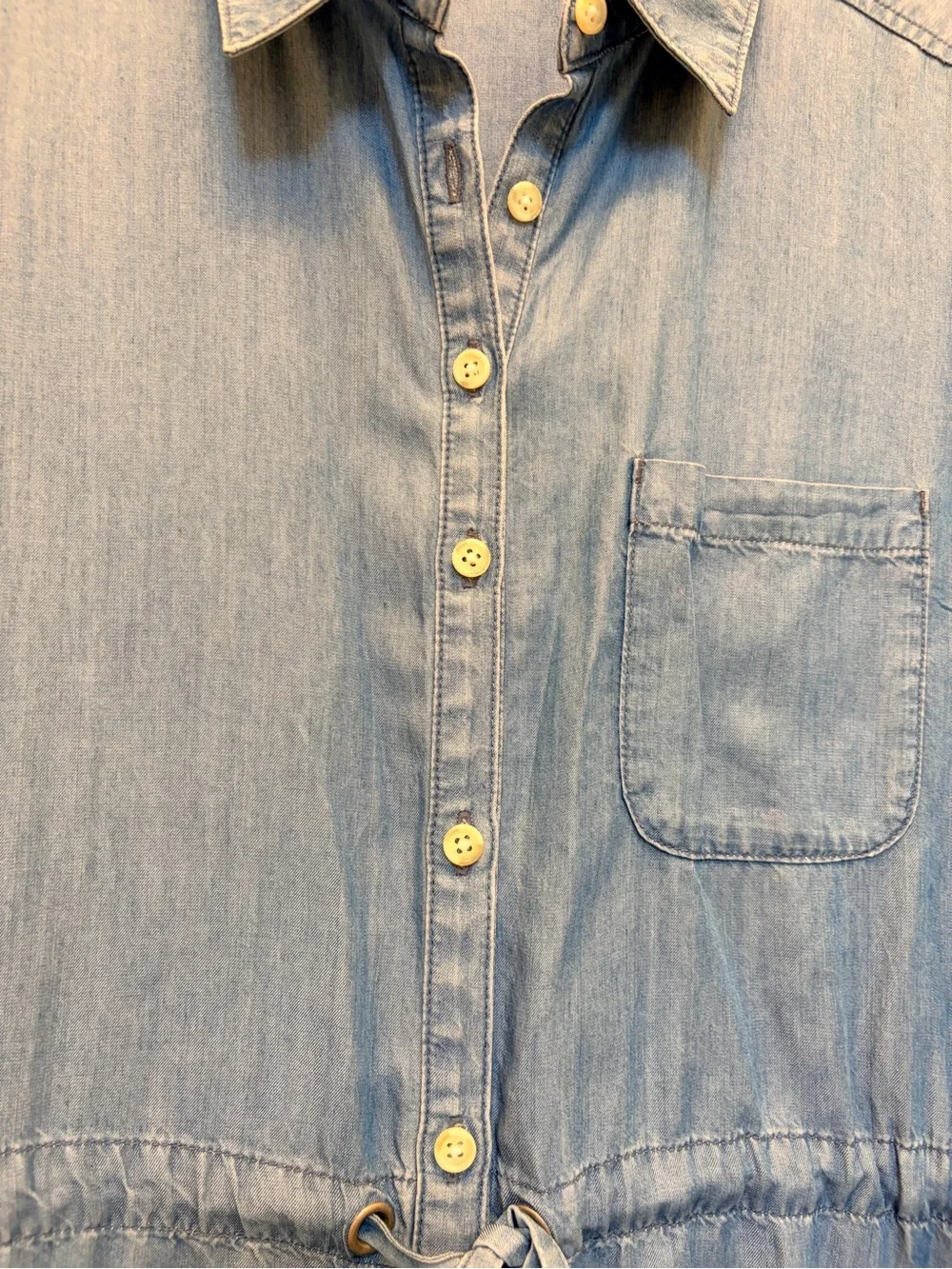 Athleta Light Blue Denim Midi Shirt Dress with Tie Waist - Picture 3 of 5